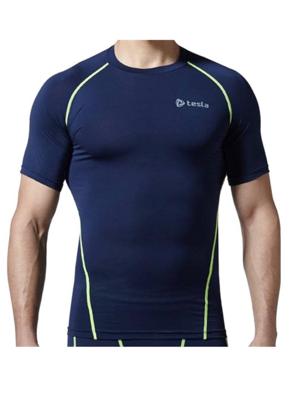 Tesla R13 Cool Dry Compression Baselayer Short Sleeve Fitted Tee Shirt S Blue